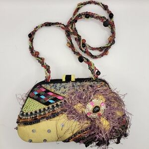Mary Frances Beaded & Patchwork Shoulder Bag
